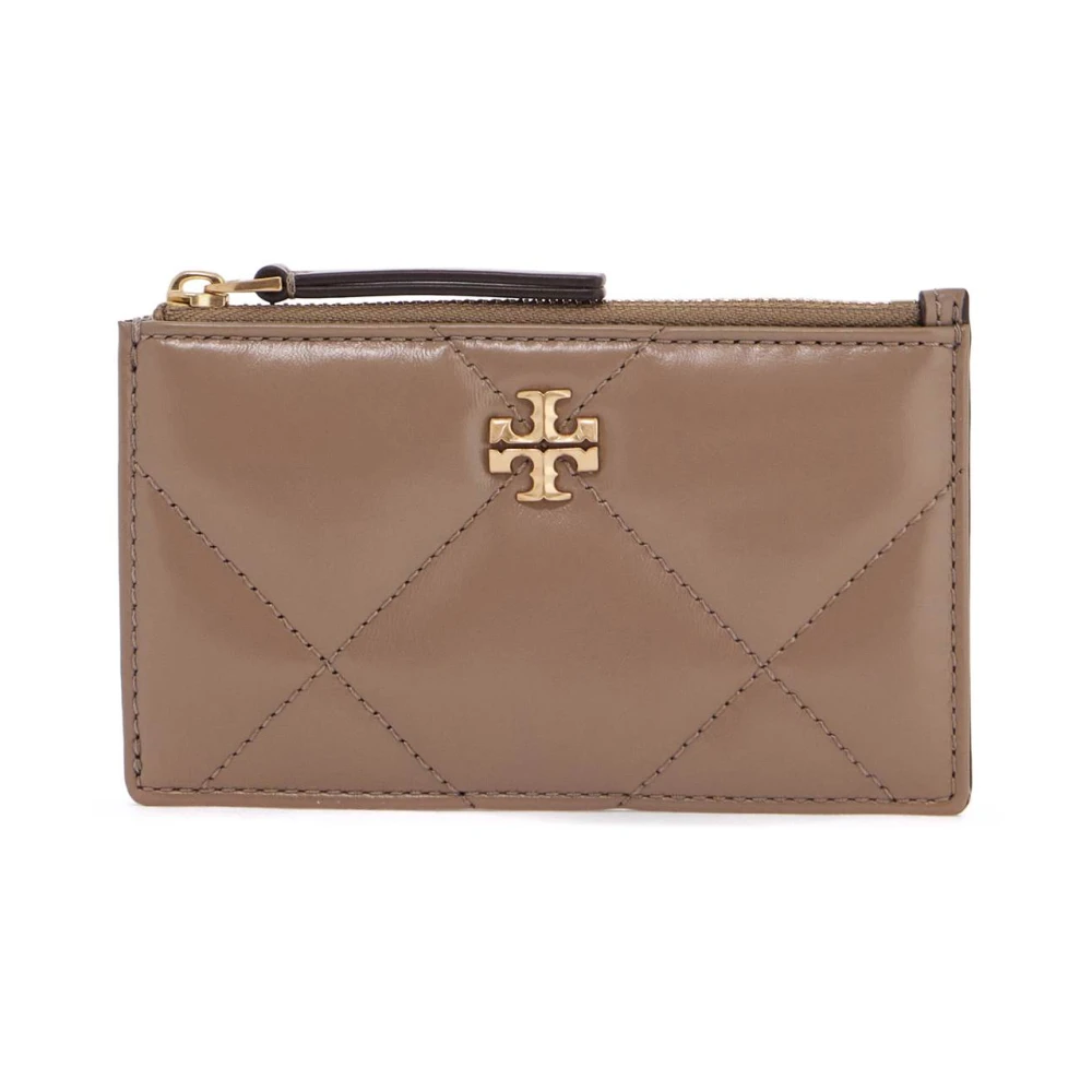 TORY BURCH Gewatteerde Diamant Pasjeshouder met Dubbele T Brown Dames