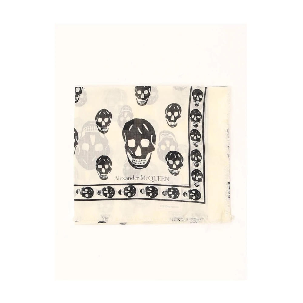 Alexander mcqueen Witte Sjaal met Skull Print van Zijdeblend Multicolor Dames