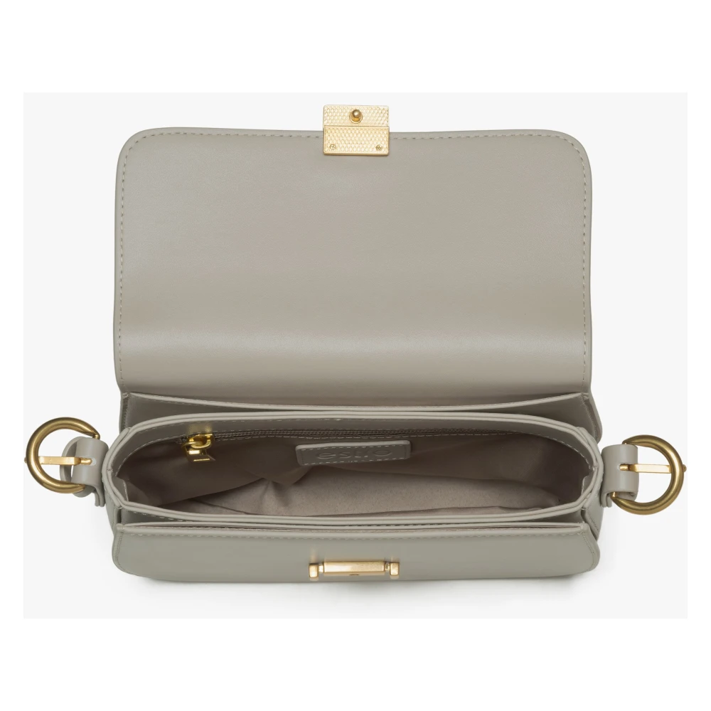 Estro Dames Melkachtig-Beige Leren Schoudertas met Gouden Hardware Er00115678 Beige Dames