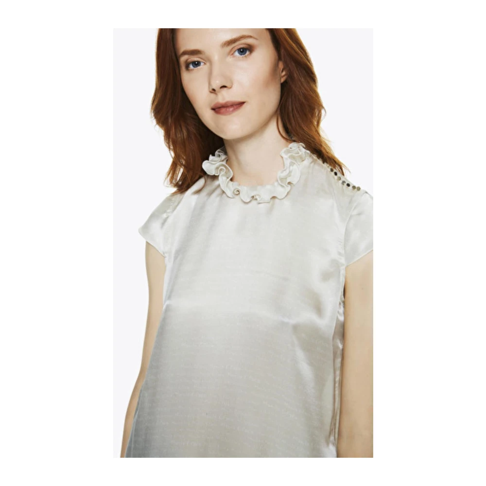 Manila Grace Elegante Logo Print Blouse White Dames