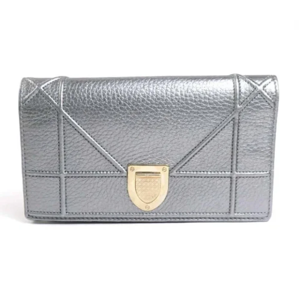 Dior Vintage Pre-owned Leather wallets Gray Dames