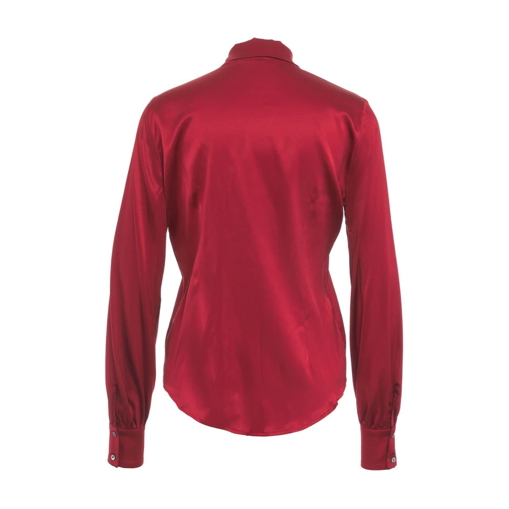 Himon's Rode Zijden Blouse Sjaalkraag Red Dames