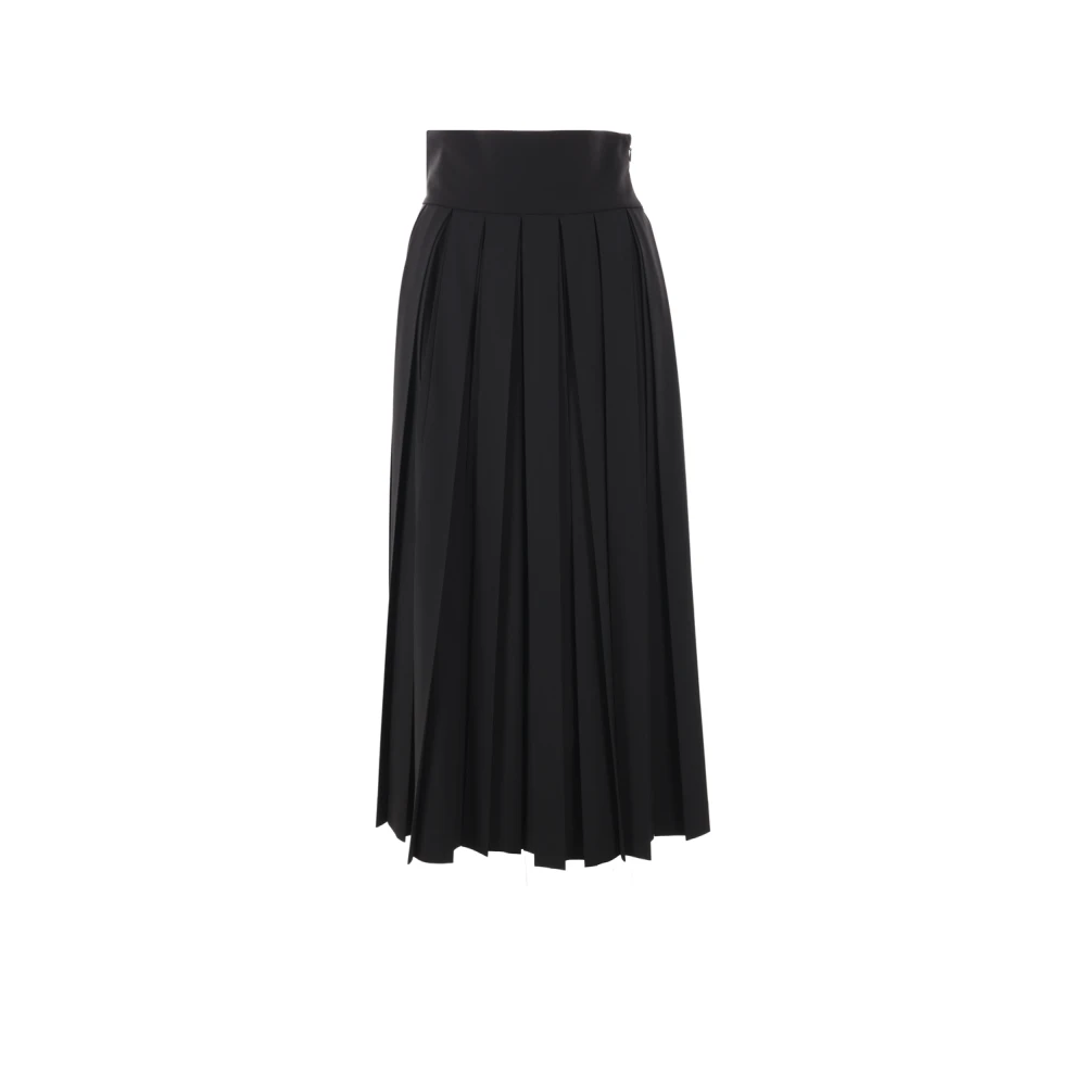 Ermanno Scervino Zwarte Geplooide Rok Stretchwol Black Dames