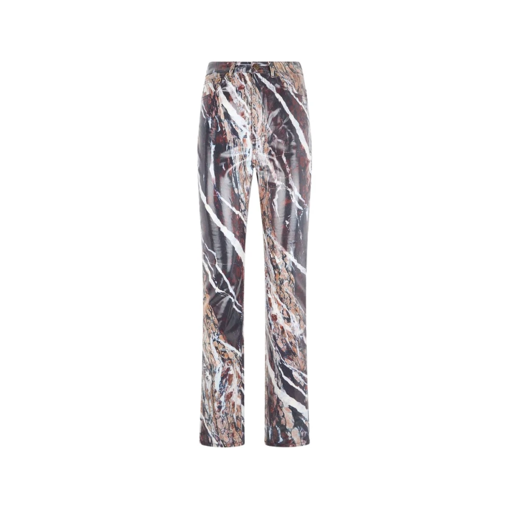 Roberto Cavalli , Skinny Trousers, Female, Purple, Xs, Skinny Trousers With Marble Print