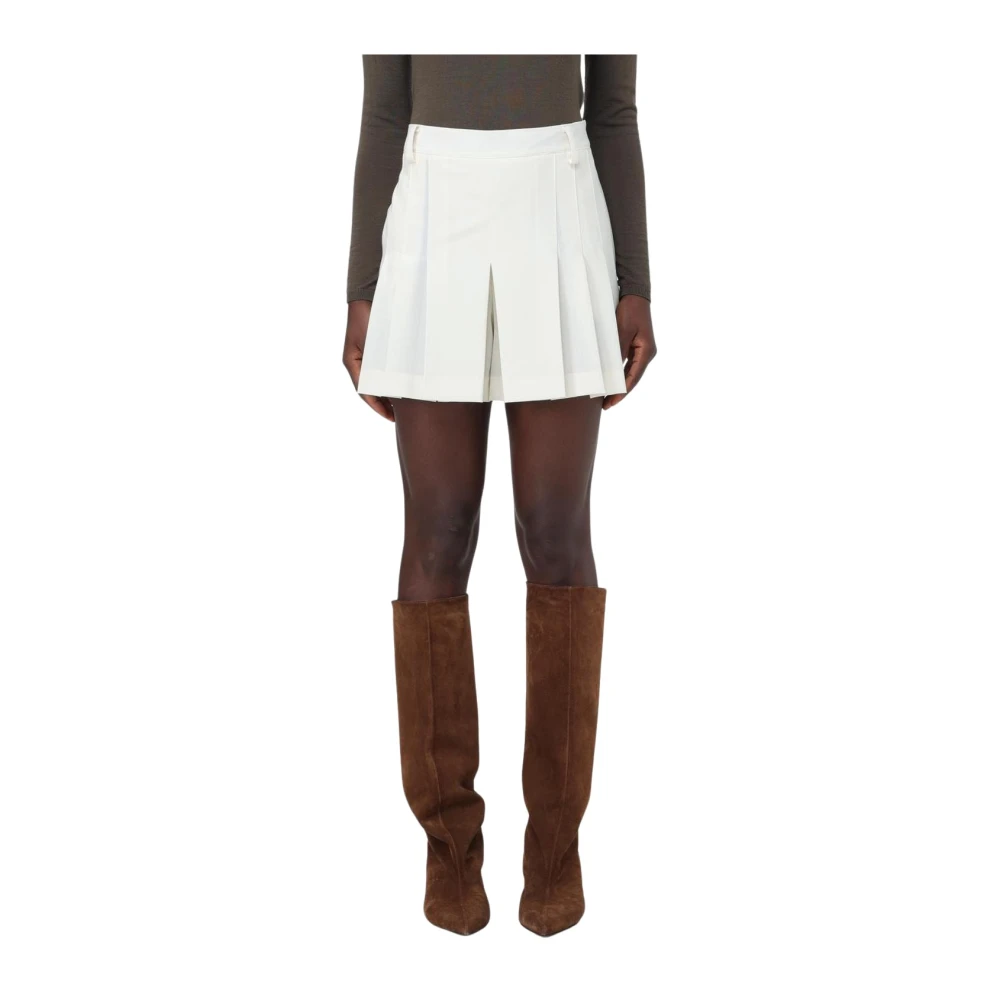 Semicouture Women's White Short Skirts, M, Pleated Mini Skirt