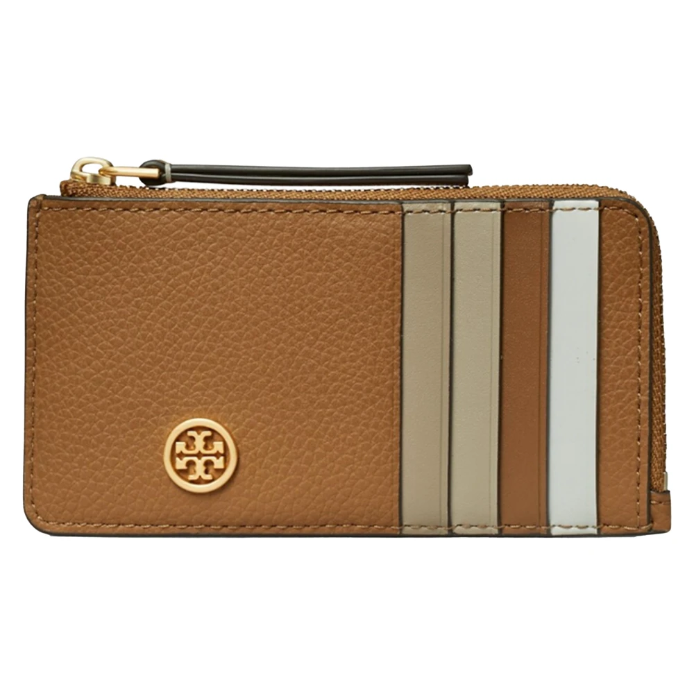 TORY BURCH Pebbled rits kaarthouder Bruin Dames