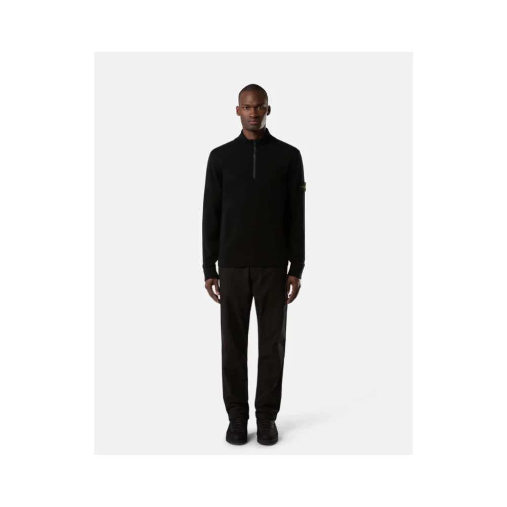 Stone Island RWS-gecertificeerde Wol Half Zip Sweater Black Heren
