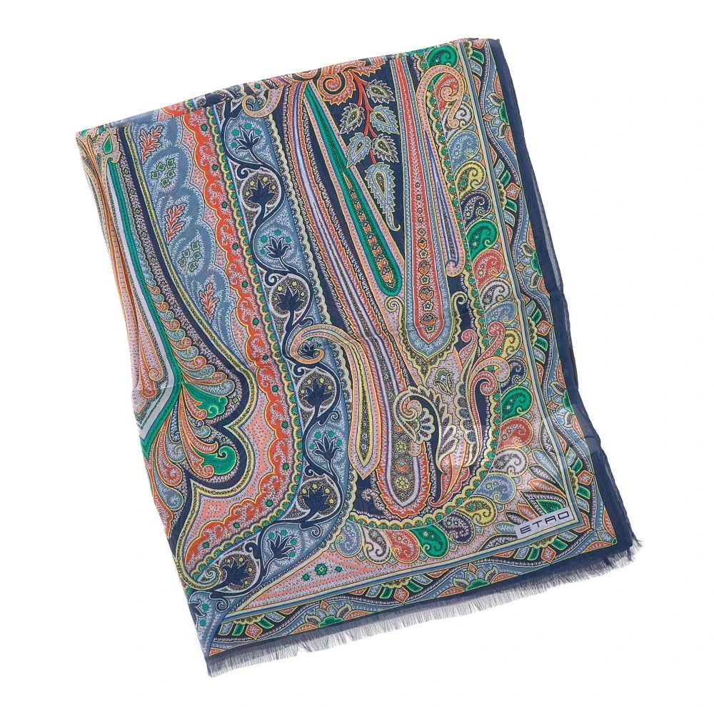 ETRO Zijden Chiffon Sjaal met Multicolor en Franjes Multicolor Dames