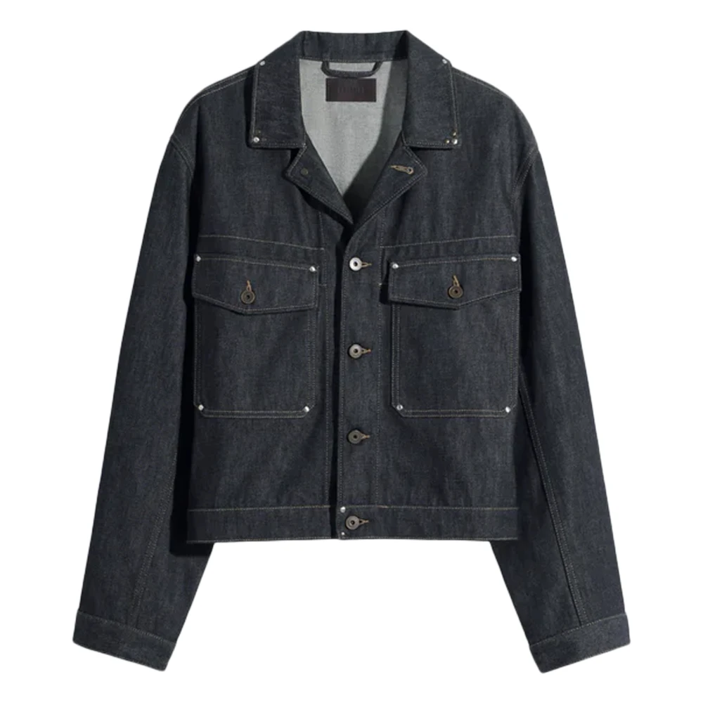 Lemaire Gray Trucker Jacket With Studs - Male - Denim Jackets - L - Jackets