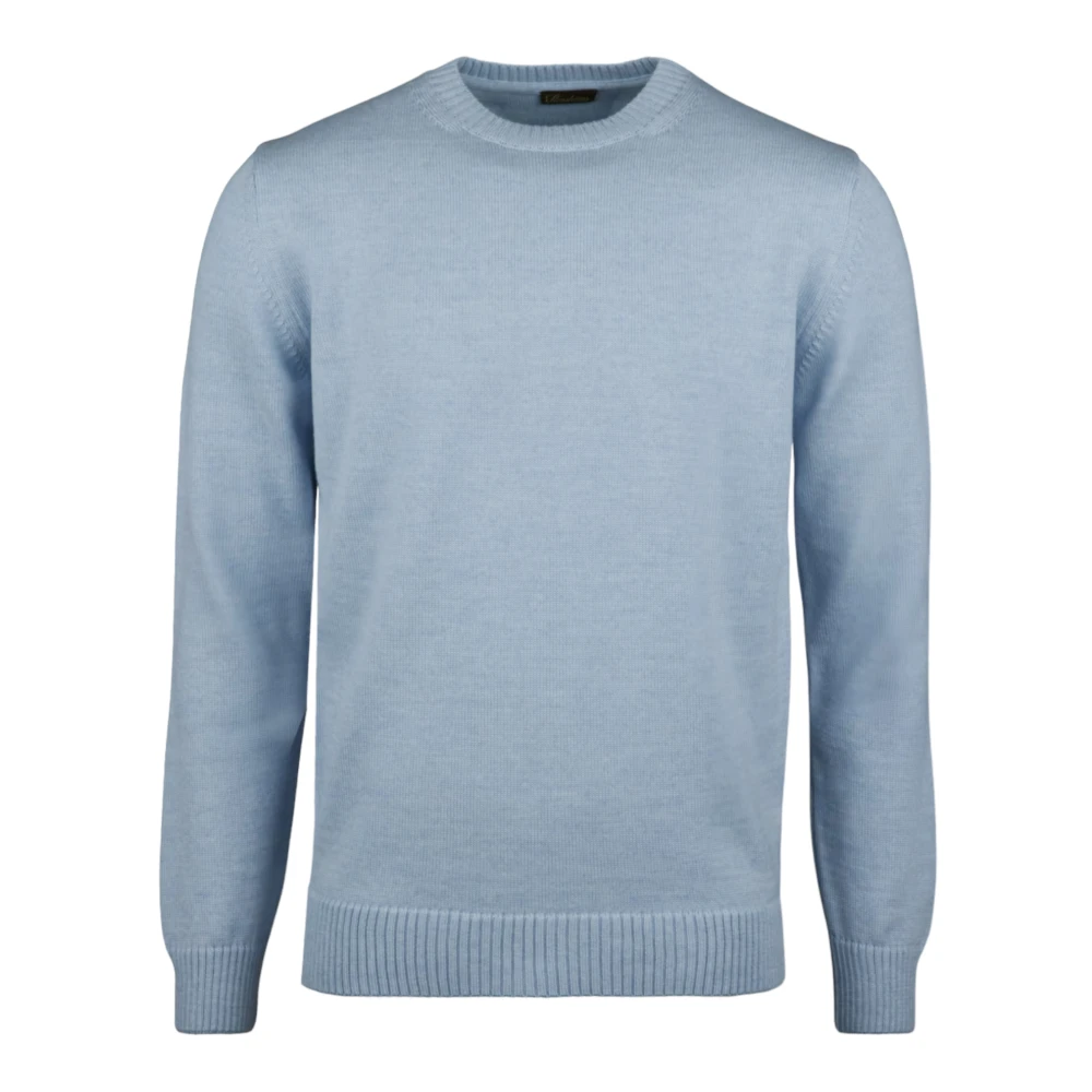 Stenströms Chunky Merino Wool Crew Neck Sweater Blue Heren