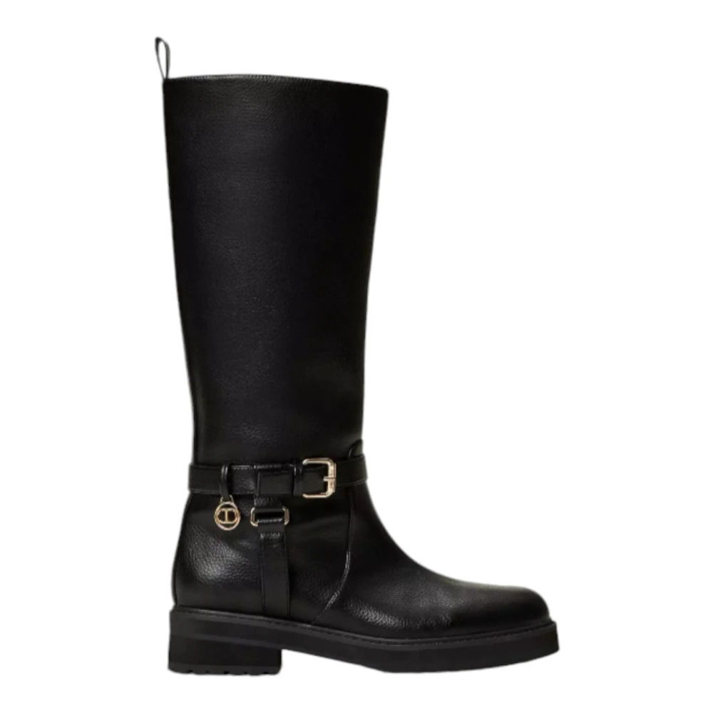 Twinset Women's Black High Boots, 6 Uk, Bikerlaarzen
