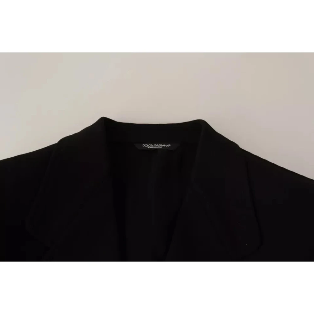 Dolce & Gabbana Zwarte Wol Slim Fit Blazer Jas Black Heren
