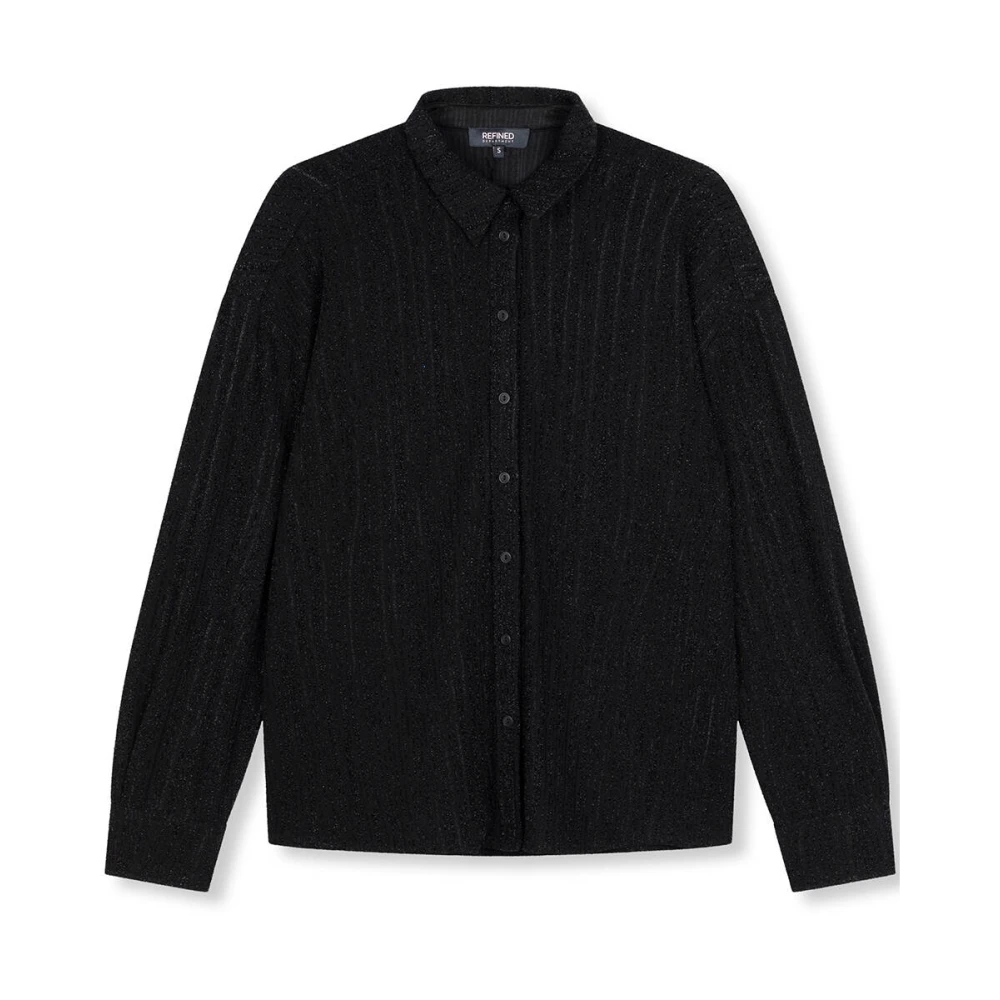 Refined Department Glanzende dierenblouse Black Dames