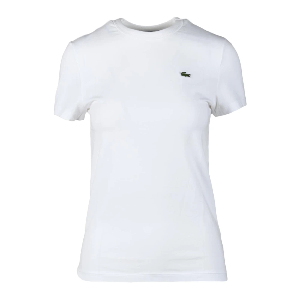 Lacoste Katoen Elastaan T-shirt White Dames