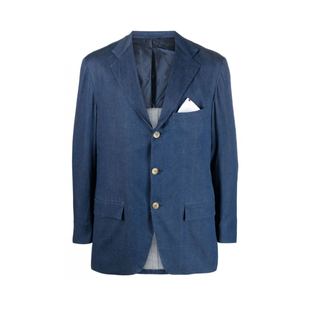 Ocean Blue Stretch-Bomull Blazer