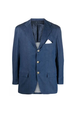 Ocean Blue Stretch-Cotton Blazer
