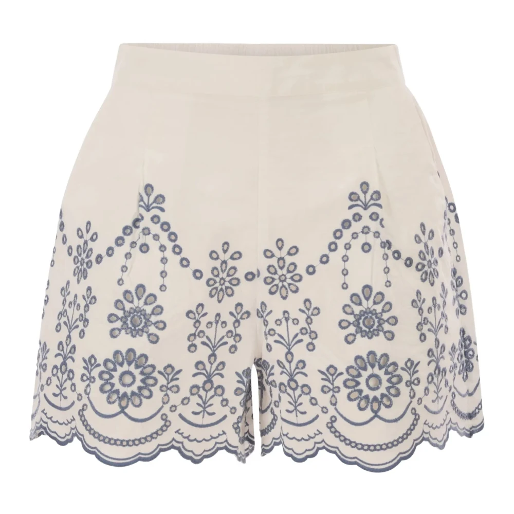 Mc2 Saint Barth White Amani Sangallo Morris Flower Shorts - Female - Short Shorts - Xs - Shorts