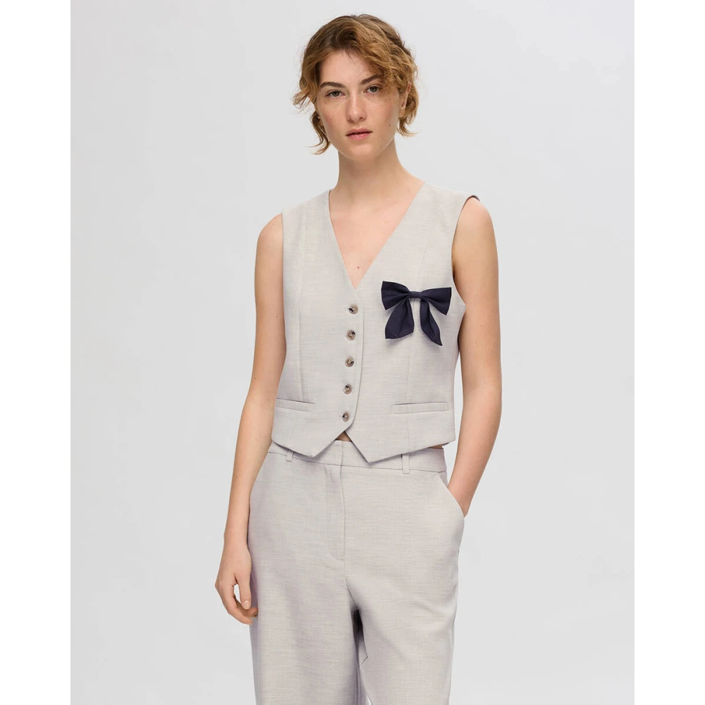 Selected Femme Rita Vest Stijlvolle Mouwloze Jas Gray Dames