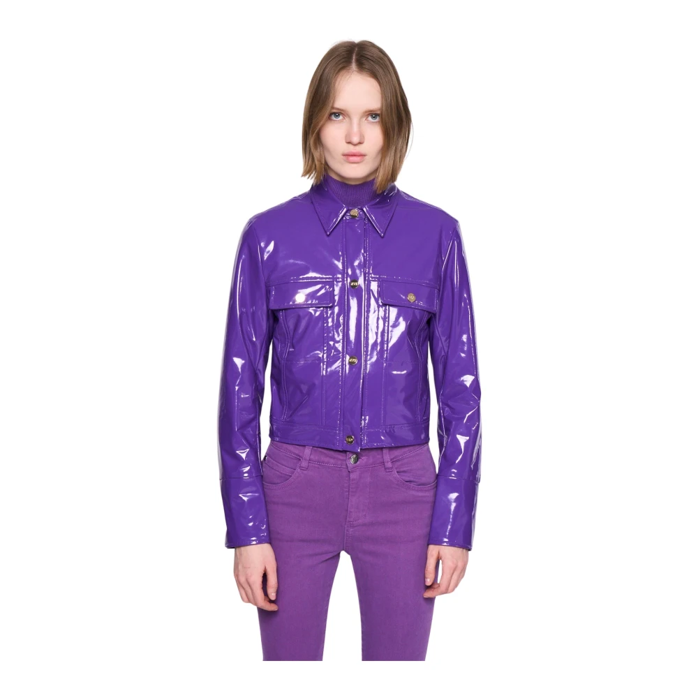 Silvian Heach Vinyl jack met korte snit Purple Dames