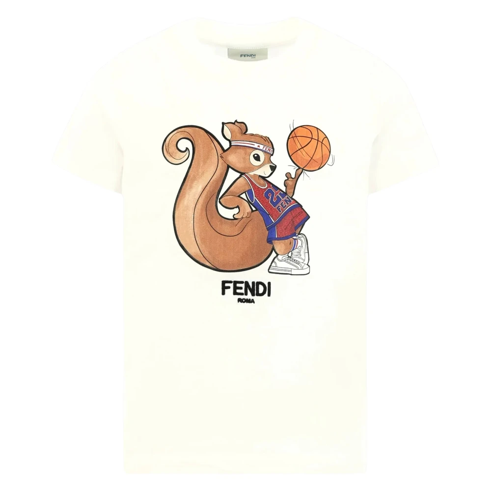 Fendi Boys White Squirrel T-Shirt - Kids Short Sleeve T-Shirts - 4 Y - Kids