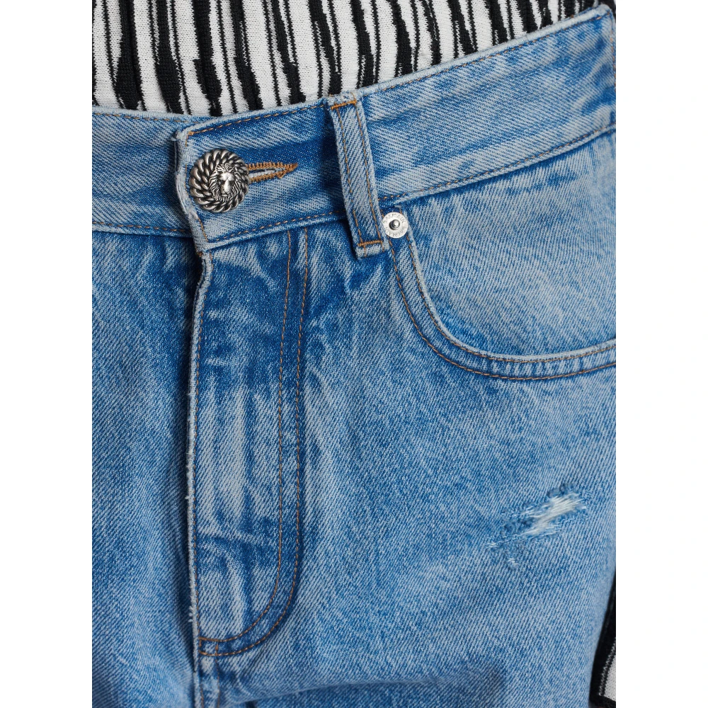 Balmain Losvallende denim en gebreide jeans Blue Heren