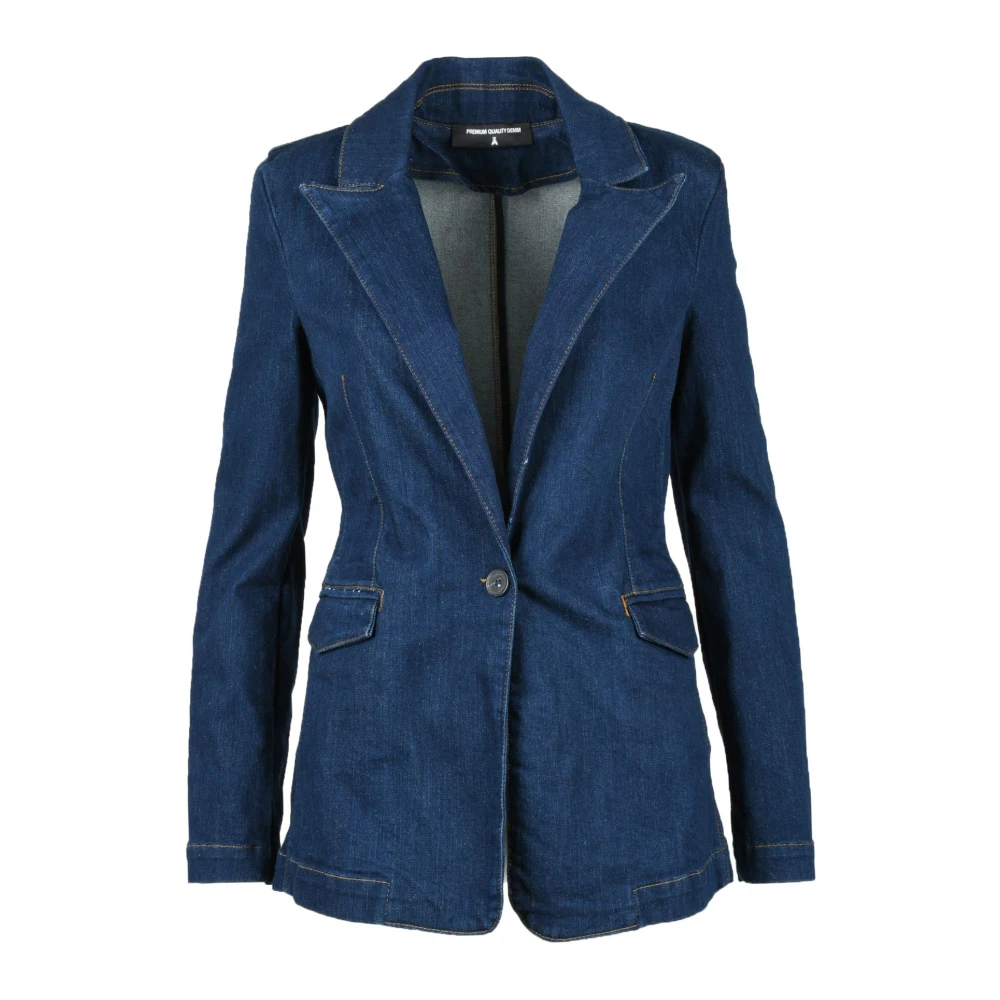 PATRIZIA PEPE Katoenmix Jas met Elastaan Blue Dames