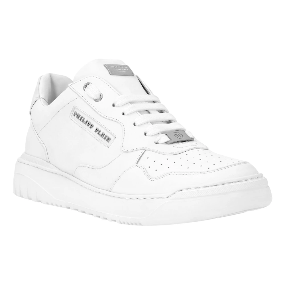 Philipp Plein Nappa Leather Low Top Sneakers Lettering Dames Schoenen Wit