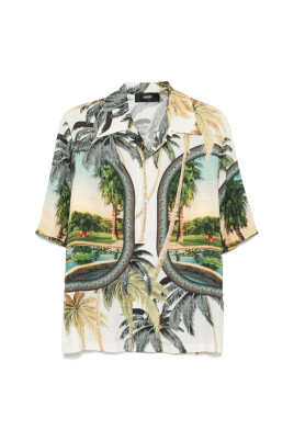 chemise-verte-a-imprime-graphique-et-col-releve