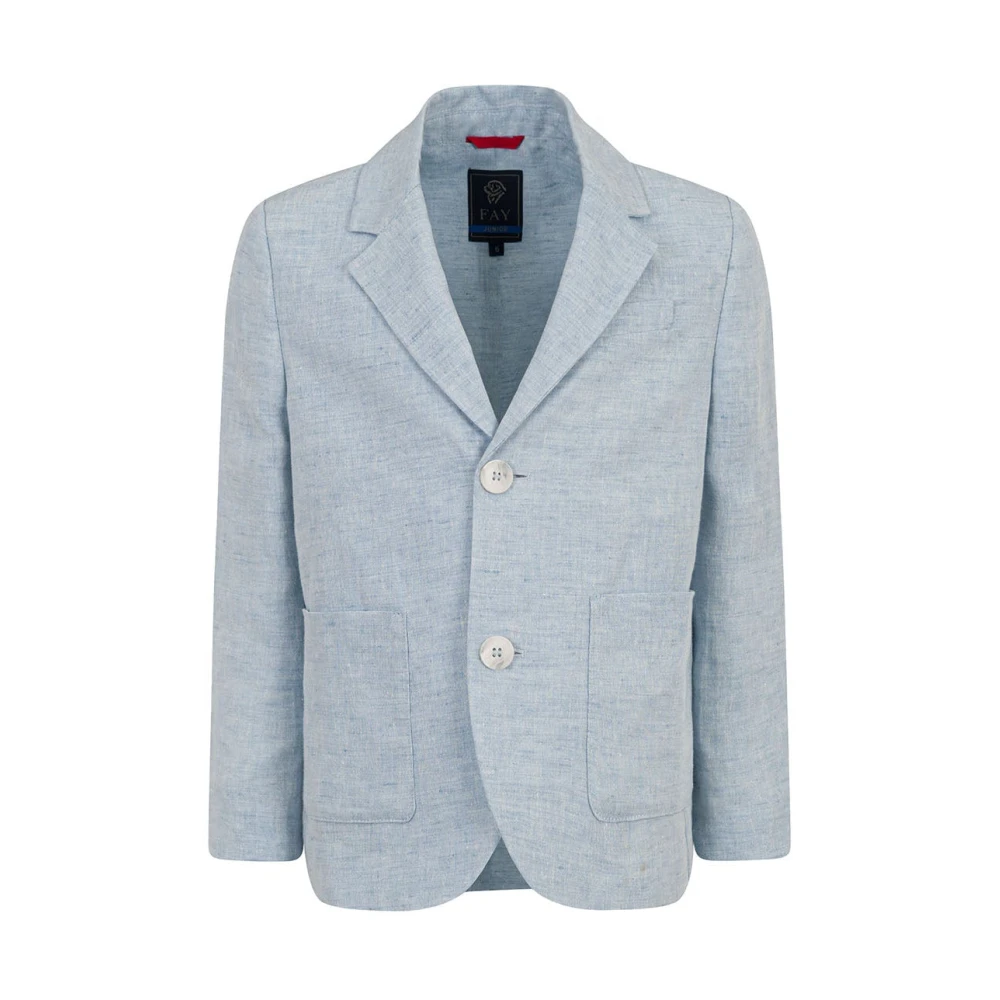 Fay Boys Blue Kids Occasion Wear, 10 Y, Linen-Blend Blazer