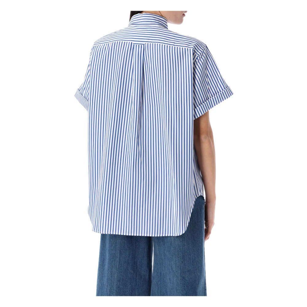 Ralph Lauren Gestreept Shirt met Korte Mouwen Blue Dames