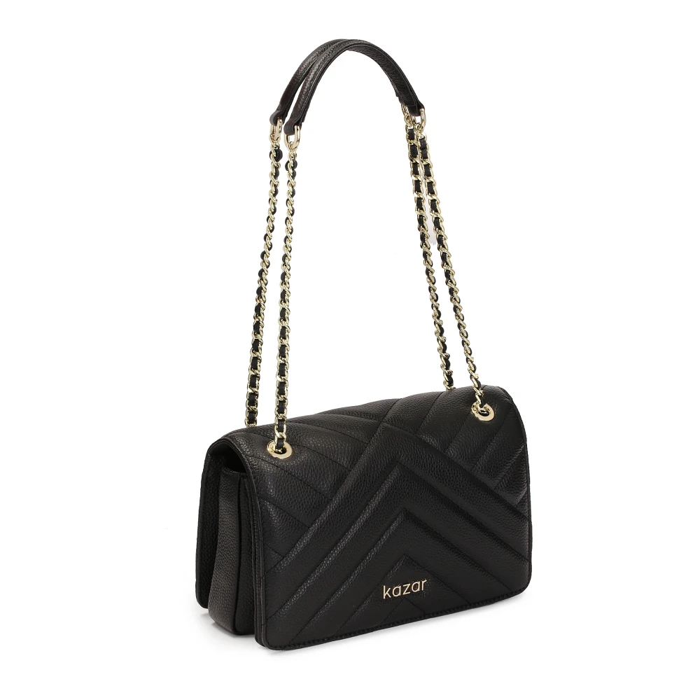 Kazar Zwarte langwerpige handtas met stiksels Black Dames