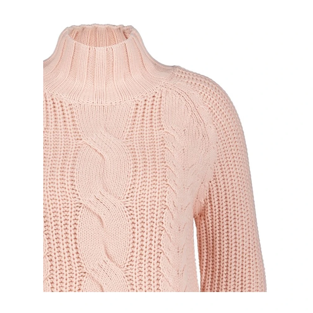 Red Button Turtle Cable Sweater Pink Dames