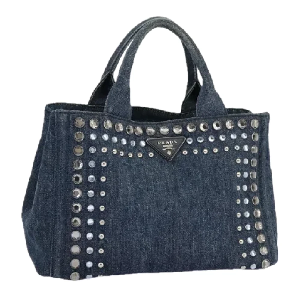 Prada Vintage Pre-owned Canvas handbags Blue Dames