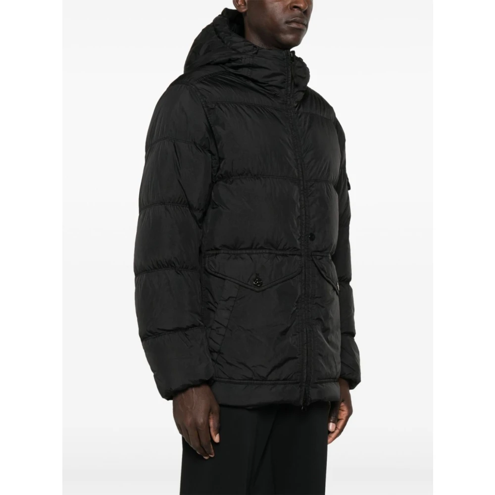 Stone Island Zwarte Parka Jas voor Mannen Black Heren