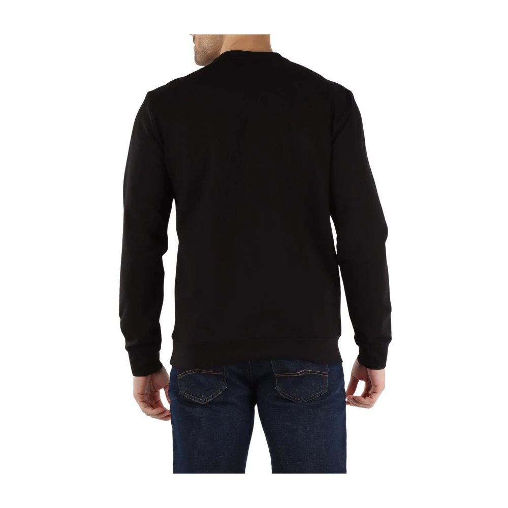 Emporio Armani EA7 Katoenen sweatshirt met voorlogo print Black Heren