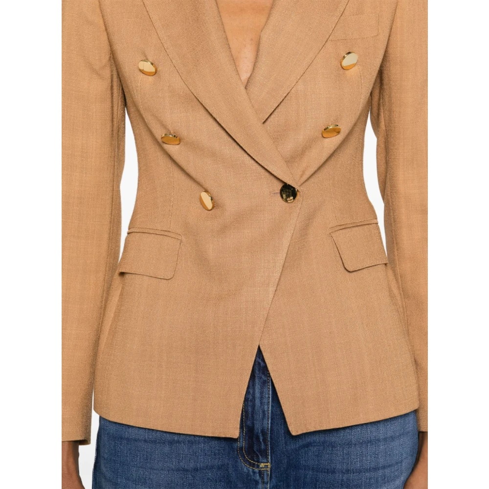 Tagliatore Bruine Double-Breasted Blazer Brown Dames