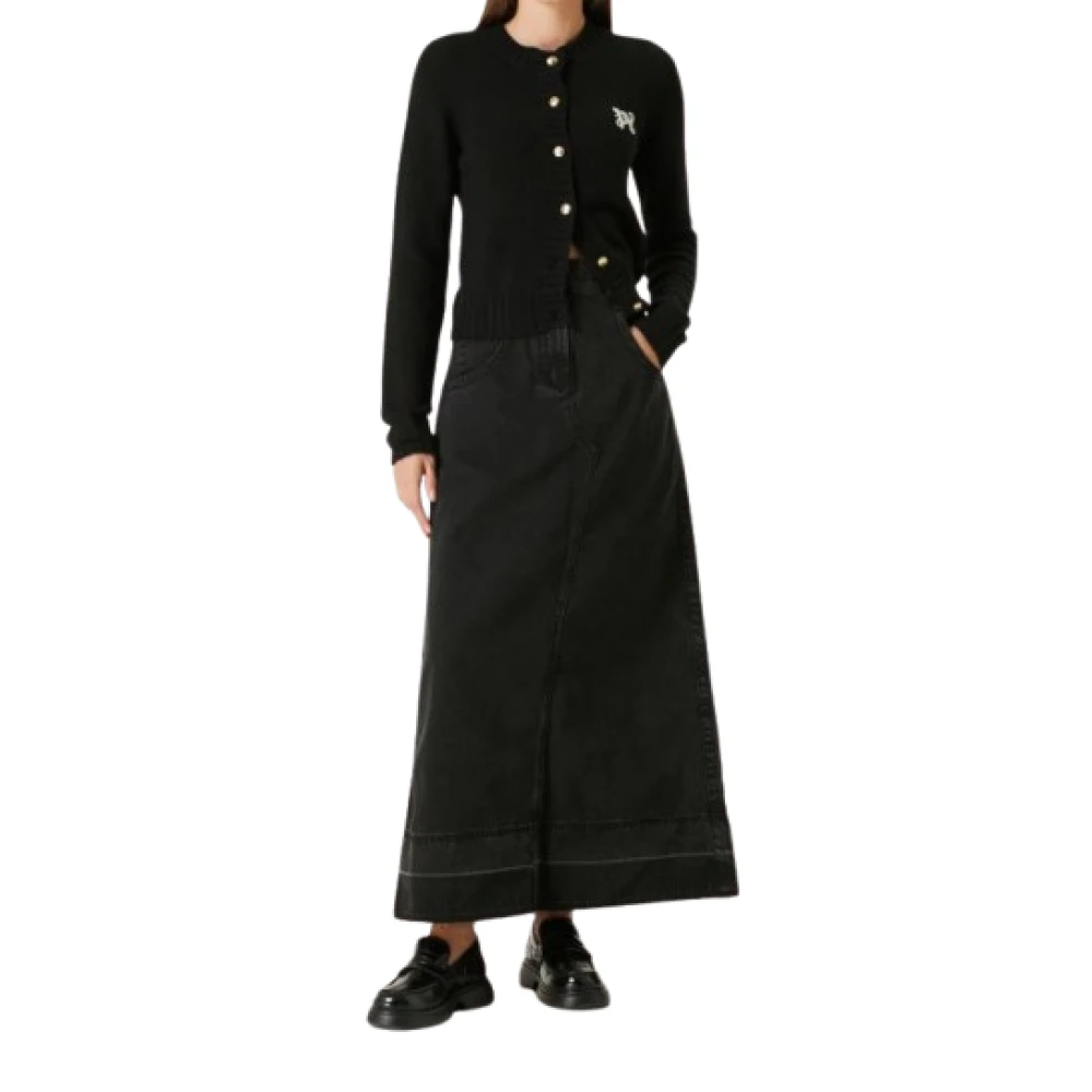 Palm Angels Zwarte Denim Maxi Rok met Hoge Taille Black Dames