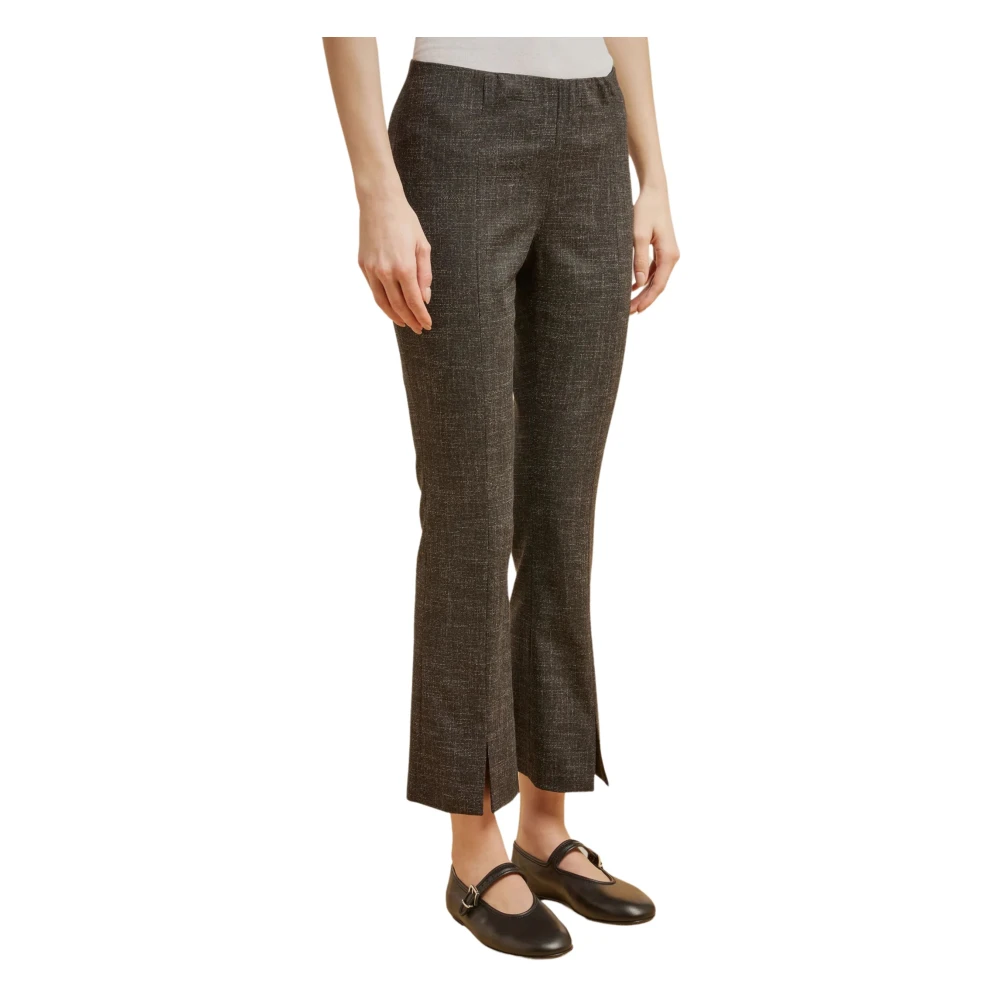 Liviana Conti Flanellen Grijze Trompetbroek Gray Dames