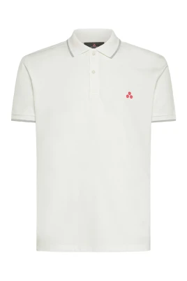 Vit Pikétröja med Broderad Logotyp
