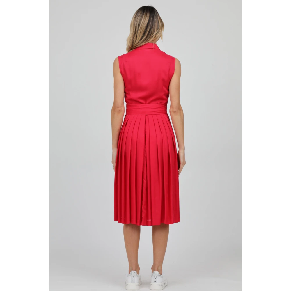 Caliban Mouwloze chemisier jurk met tailleband Pink Dames