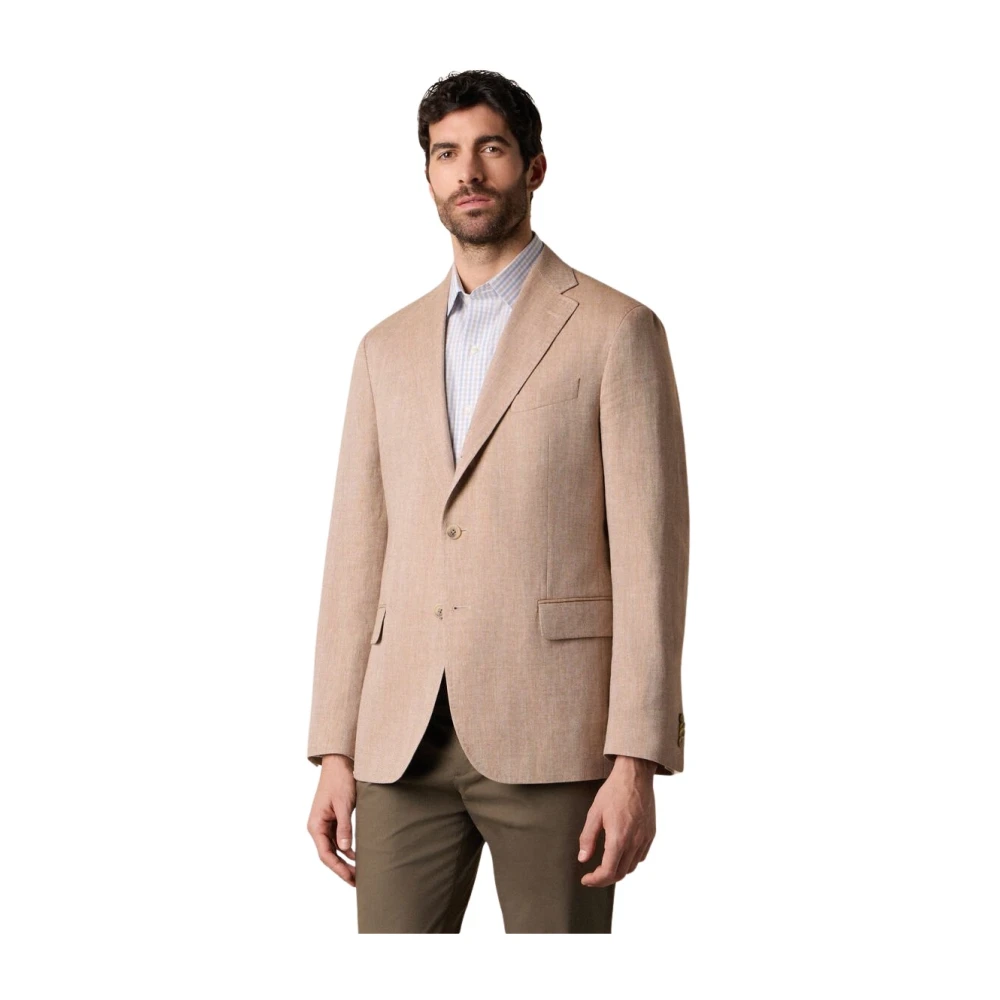 Brooks Brothers Brun Herringbone Linne Ull Blazer