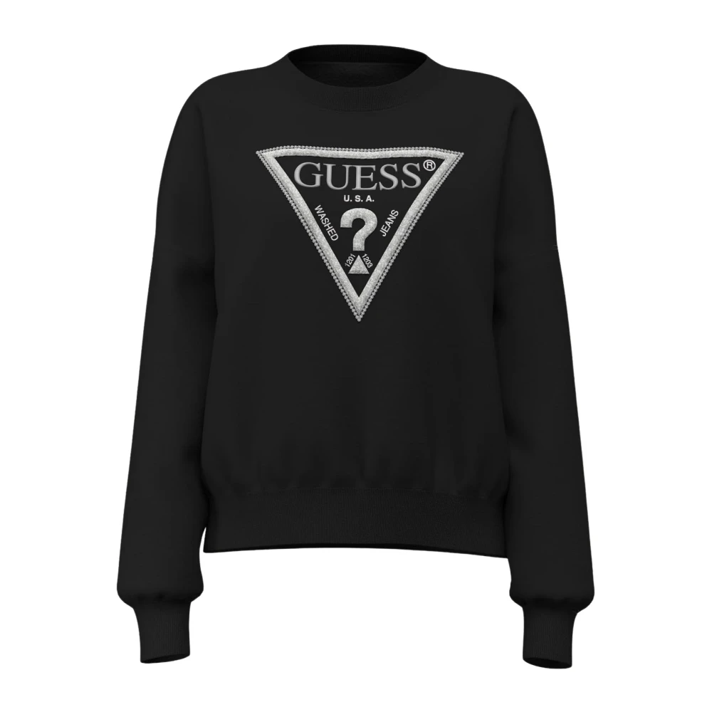 Guess Damen Jet Black Sweatshirt Cn Triangle Glitter Sweatshirt Mittel - Bild 4