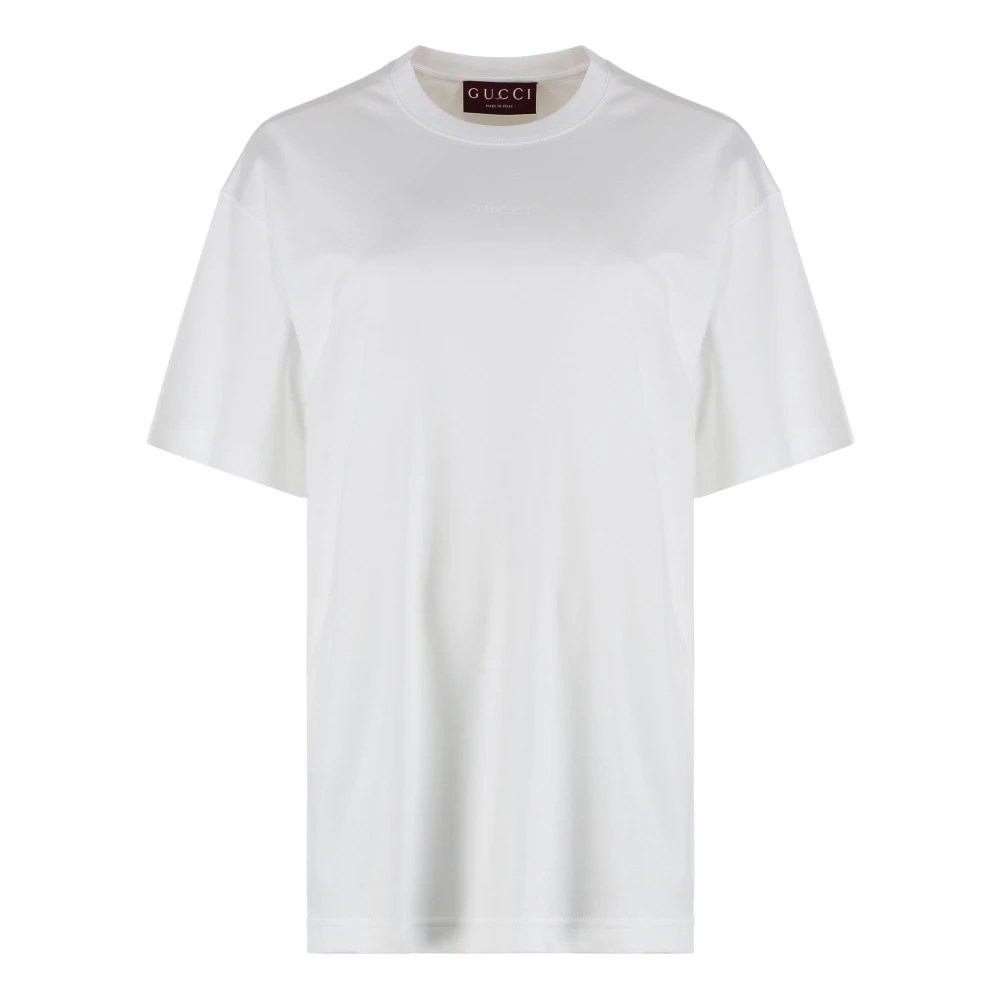 Gucci White T-Shirts, Female, L, Cotton Crew-Neck T-Shirt