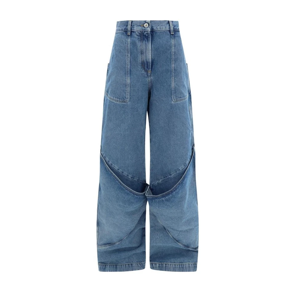 The Attico Cargo Pocket Oversize Paneled Jeans Blue Dames