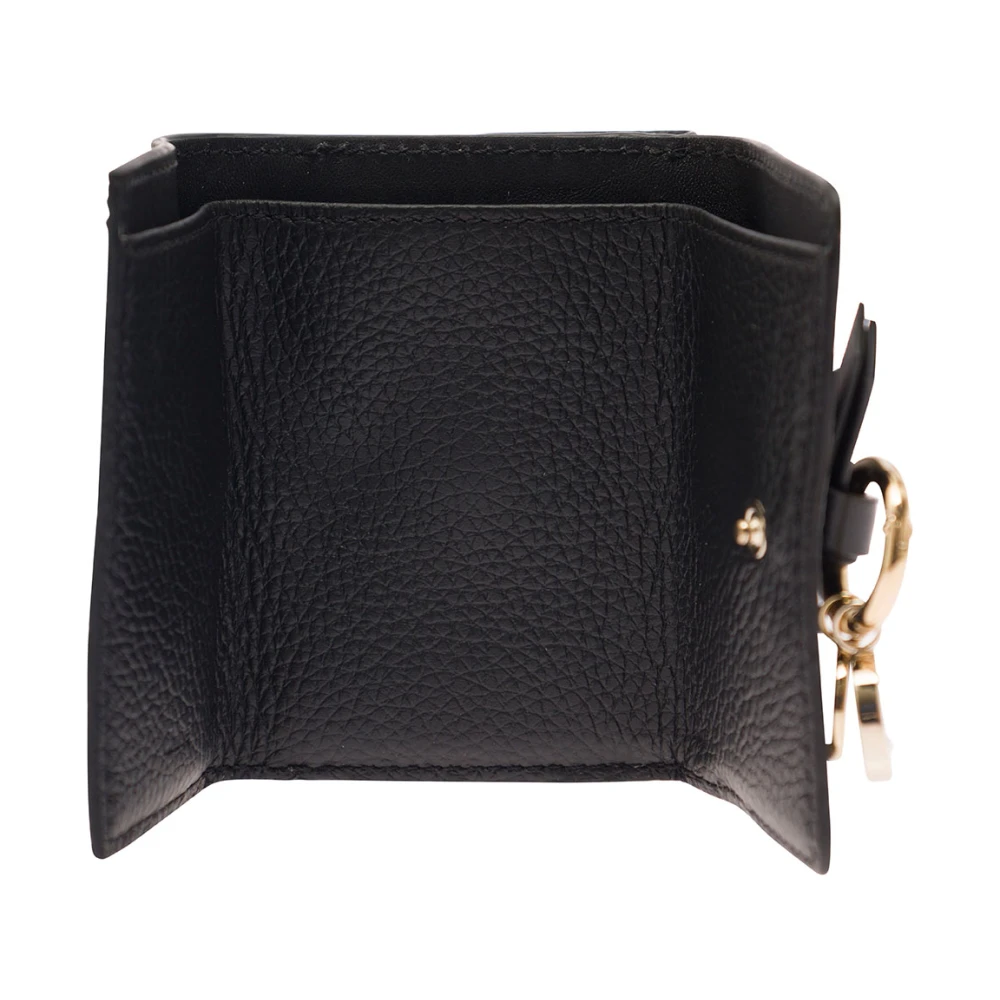 Chloé Zwarte Tri-Fold Portemonnee met Bedel Black Dames