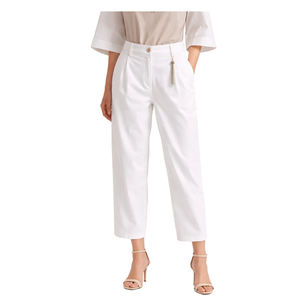 Seventy White Carrot Fit Cropped Trousers - Female - Cropped Trousers - Xl - Trousers