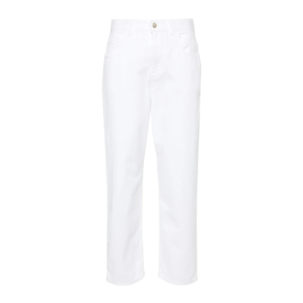 Moncler Mid Rise Cropped Jeans met Achterlogo Patch White Dames