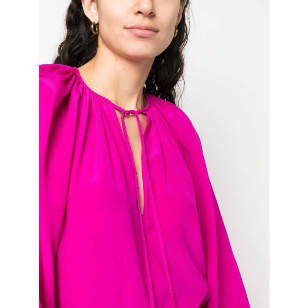 Phaeonia Fuchsia Zijden Blouse met Zelfstrik Pink Dames