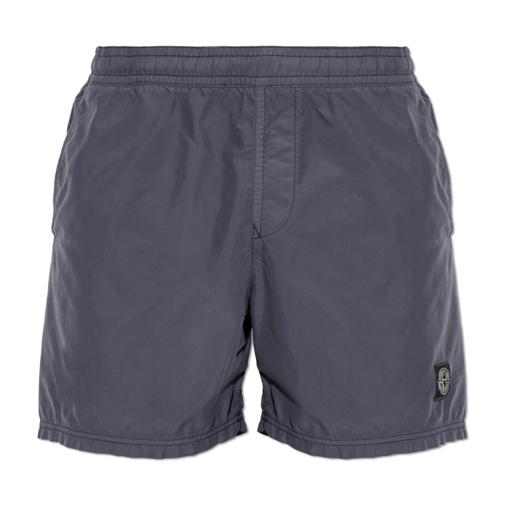 Stone Island Blue Logo Swim Shorts - Male - Beachwear - S - Swimwear