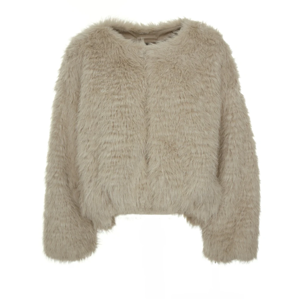 drykorn Bontjas met ronde halslijn Beige Dames
